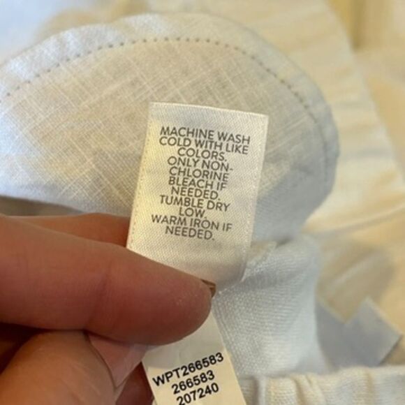 J.Jill Love Linen Wide Leg Crop White Pants Summer Pull On XL Crop Pockets - Picture 5 of 8